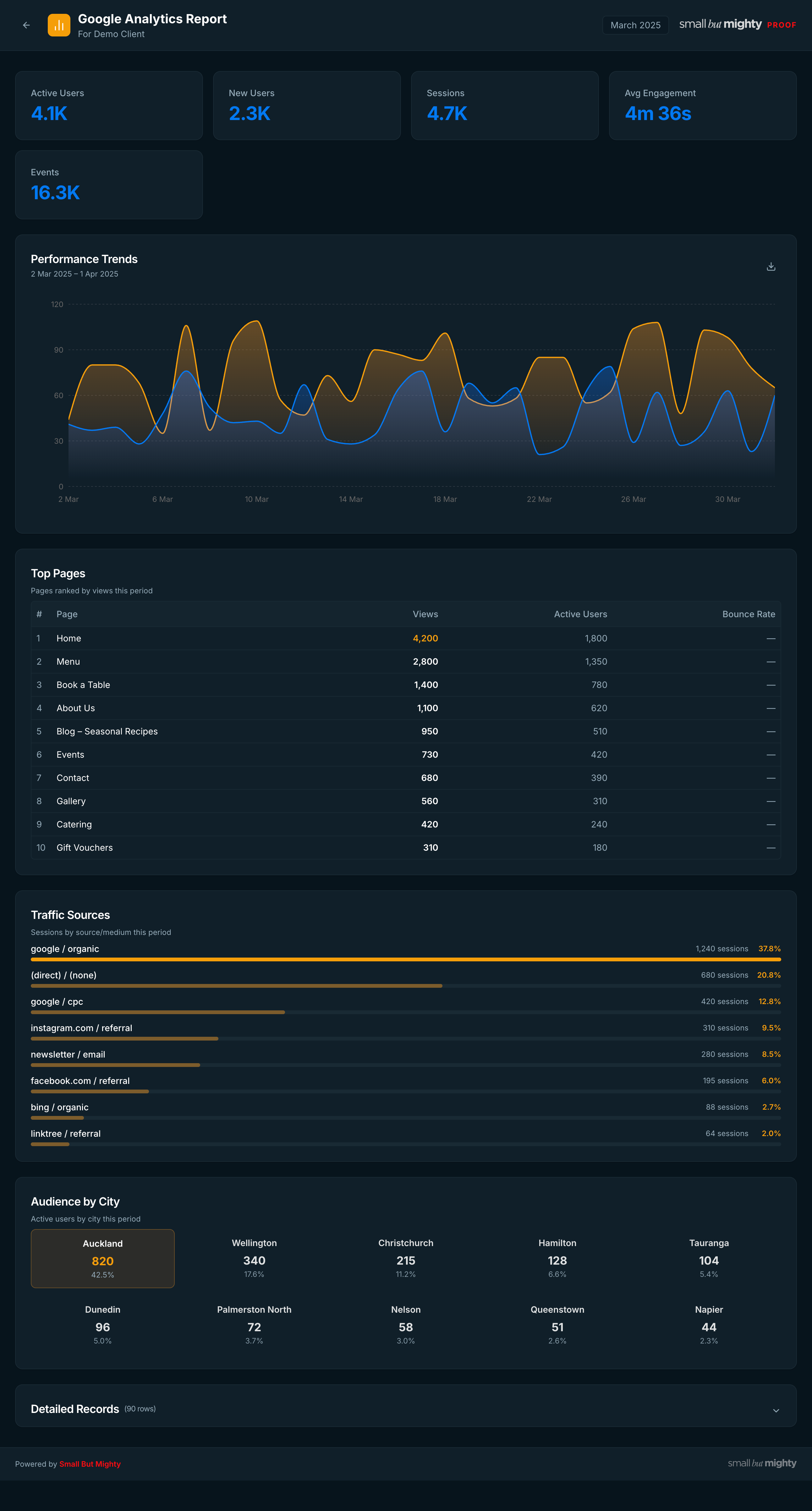 Google Analytics report